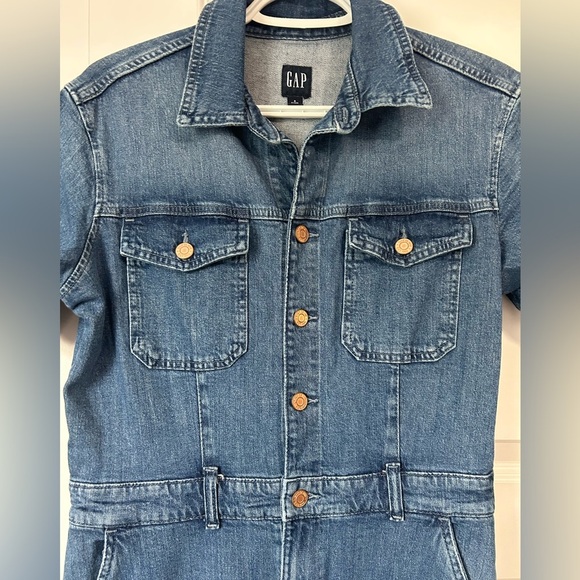 GAP Blue Denim Short Sleeve Jumpsuit - Picture 5 of 8
